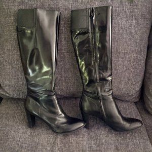 Vero Cuoio Black Italian leather heeled knee-high Boots